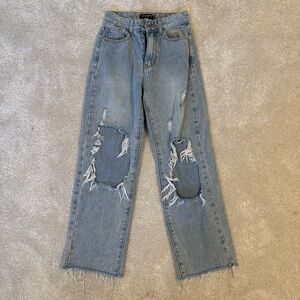 Distressed Blue Jeans